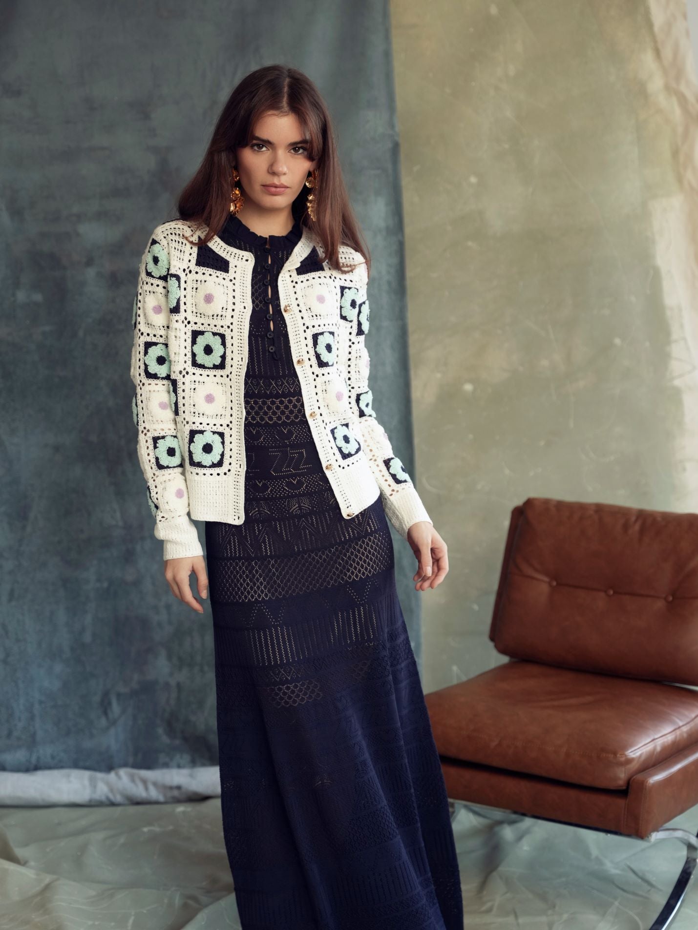 NOI-CH045 PRINT FLORAL CARDIGAN