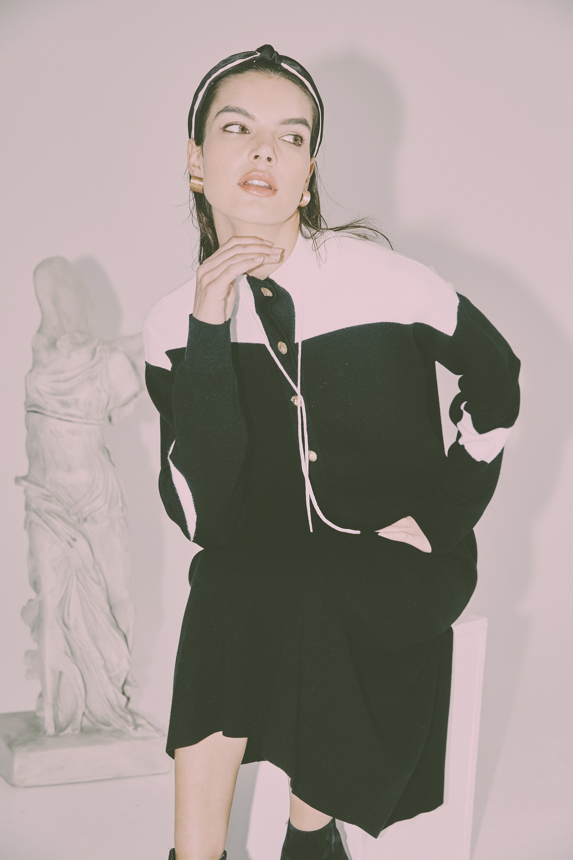 NOIR-CH125 GREEN CONTRAST DRESS