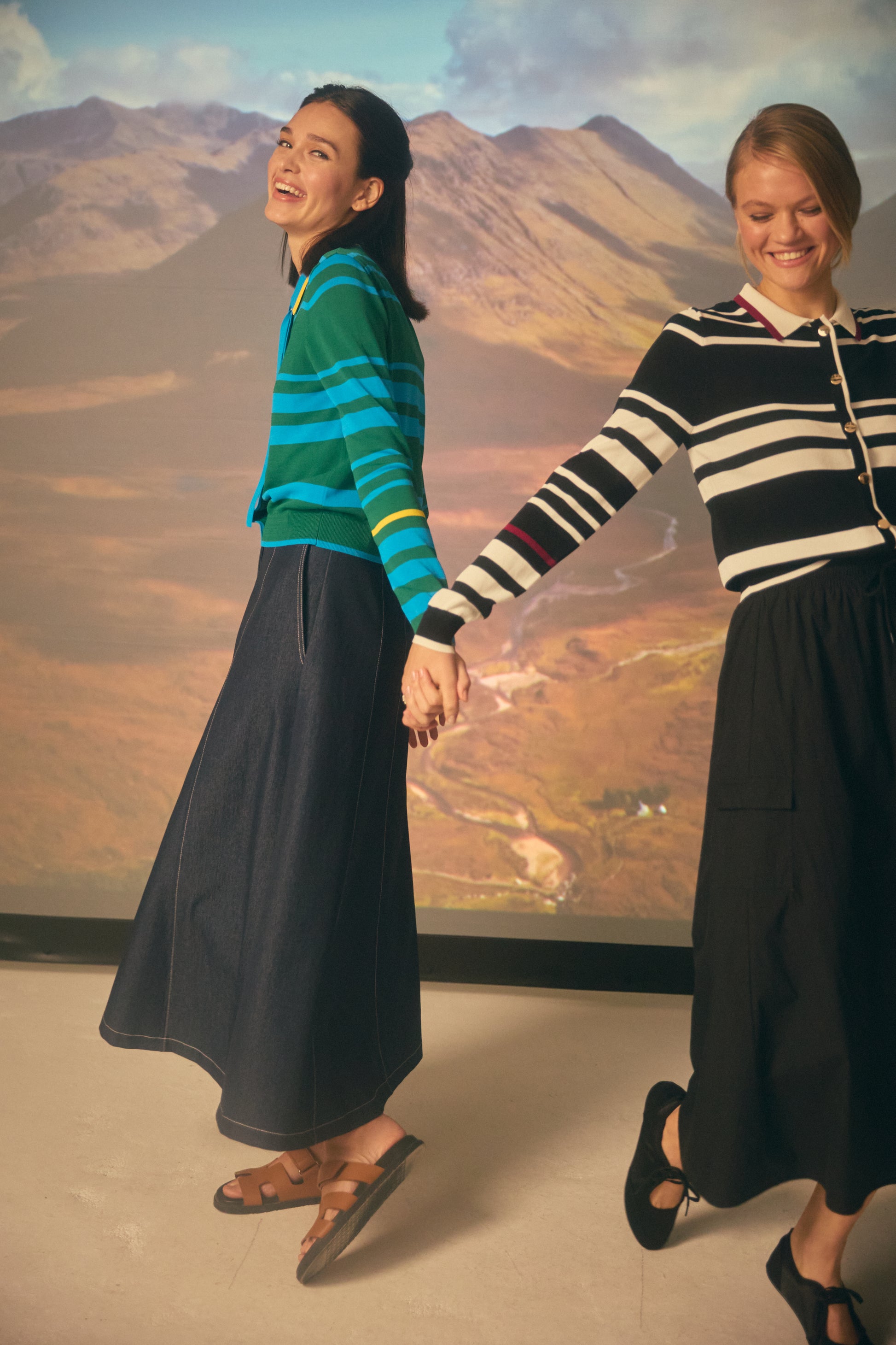 NOI-CH153 BLUE&GREEN STRIPED CARDIGAN