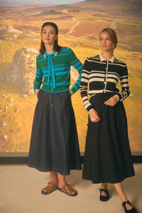 NOI-CH153 BLUE&GREEN STRIPED CARDIGAN
