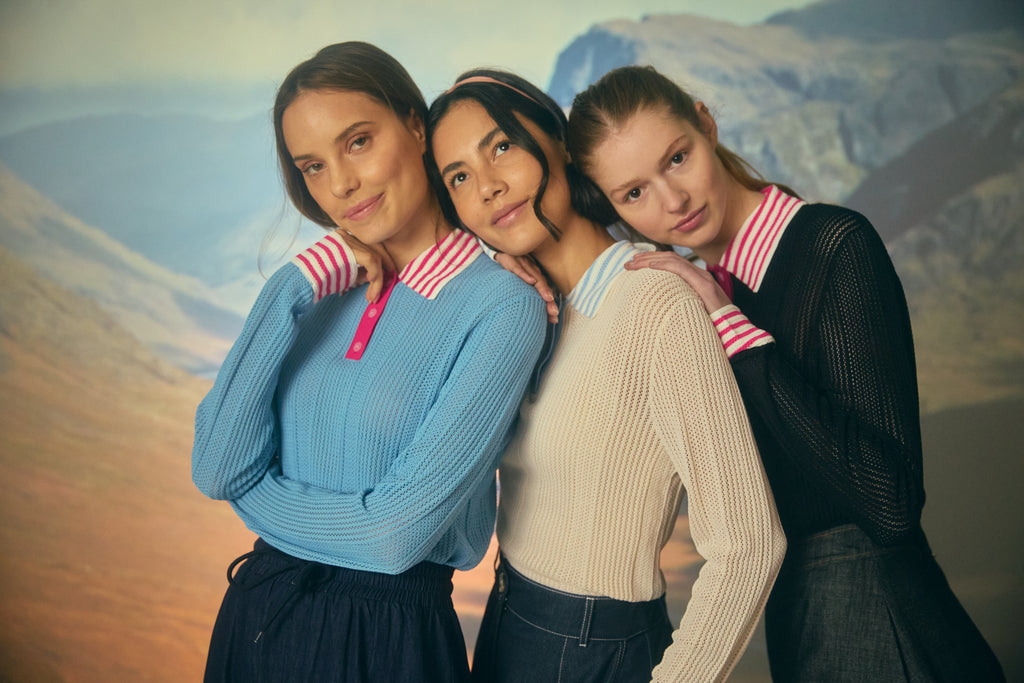 NOI-CH158 BLUE&PINK STRIPE COLLAR TOP