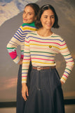 NOI-CH171 MULTI STRIPE CONTRAST T-SHIRT