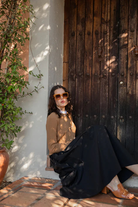 NOI-CH312 TAN DOUBLE BREASTED CARDIGAN
