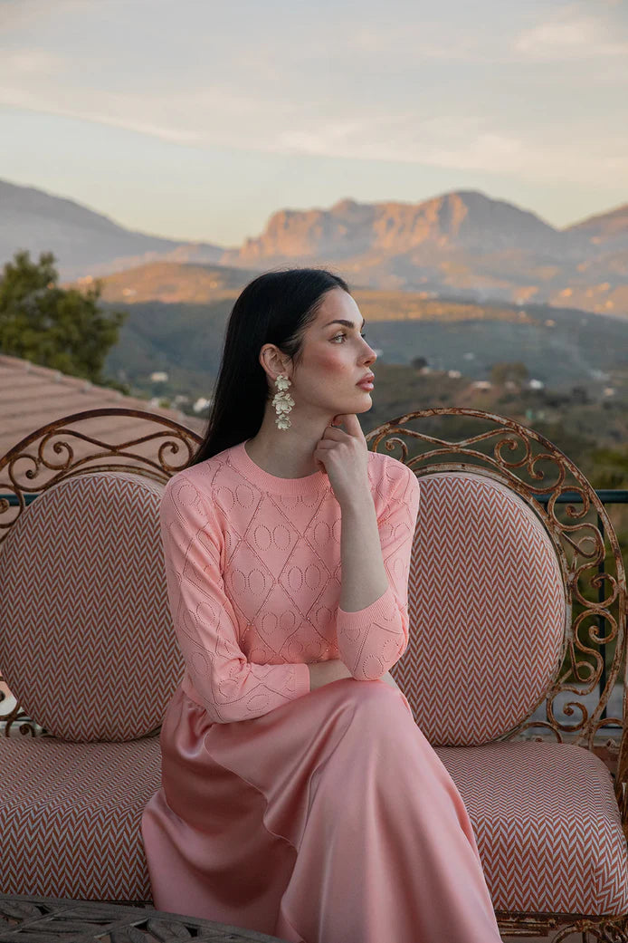 NOI-CH331B PINK SATIN GATHERED SKIRT