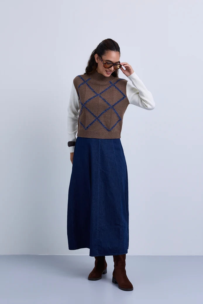 NOI-CH356 TAUPE&CREAM DIAMOND DESIGN TOP