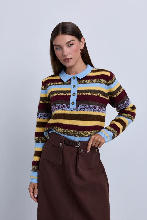 NOI-CH400 MULTI COLOUR BLOCK STRIPE POLO SHIRT