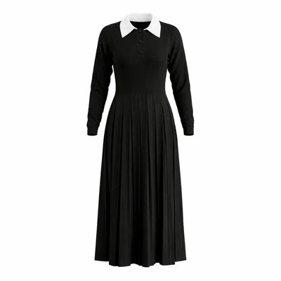 MUN-MNA7201 BLACK&WHITE KNIT MAXI DRESS