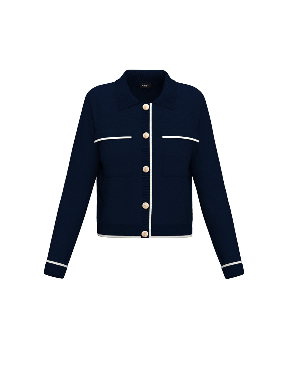 EBM-2415341011 ELSA CARDIGAN IN WHITE OR NAVY WITH WHITE EDGING