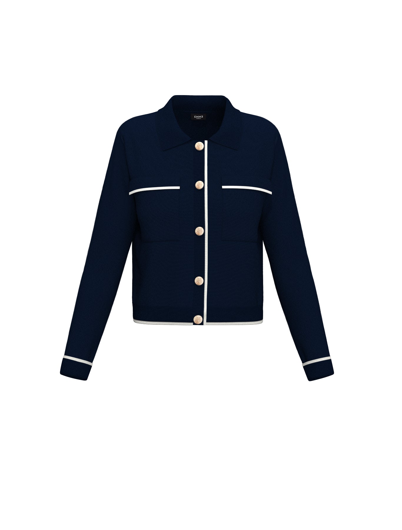 EBM-2415341011 ELSA CARDIGAN IN WHITE OR NAVY WITH WHITE EDGING