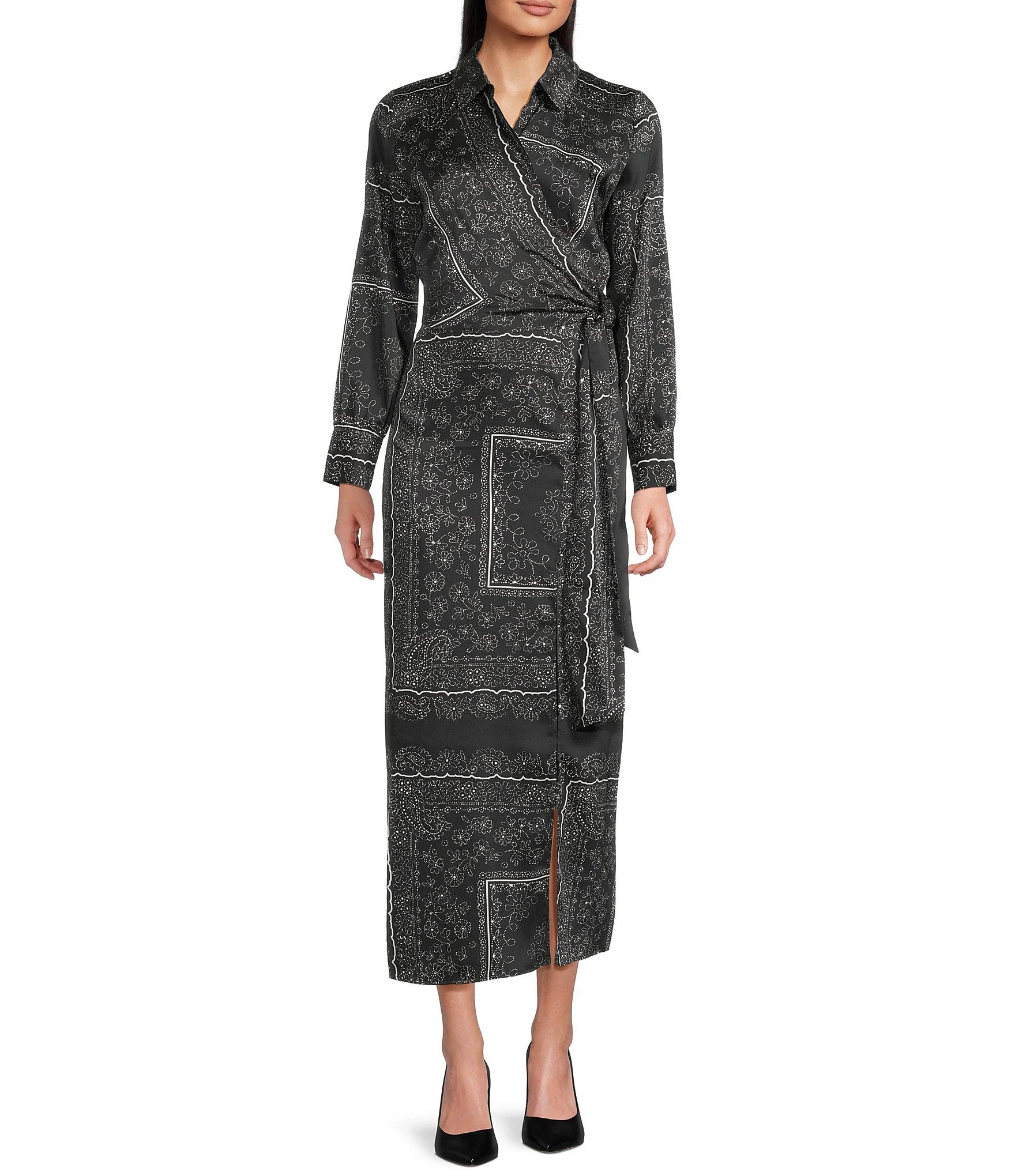 MRL-252322615 CORA BLACK PRINT WRAP DRESS