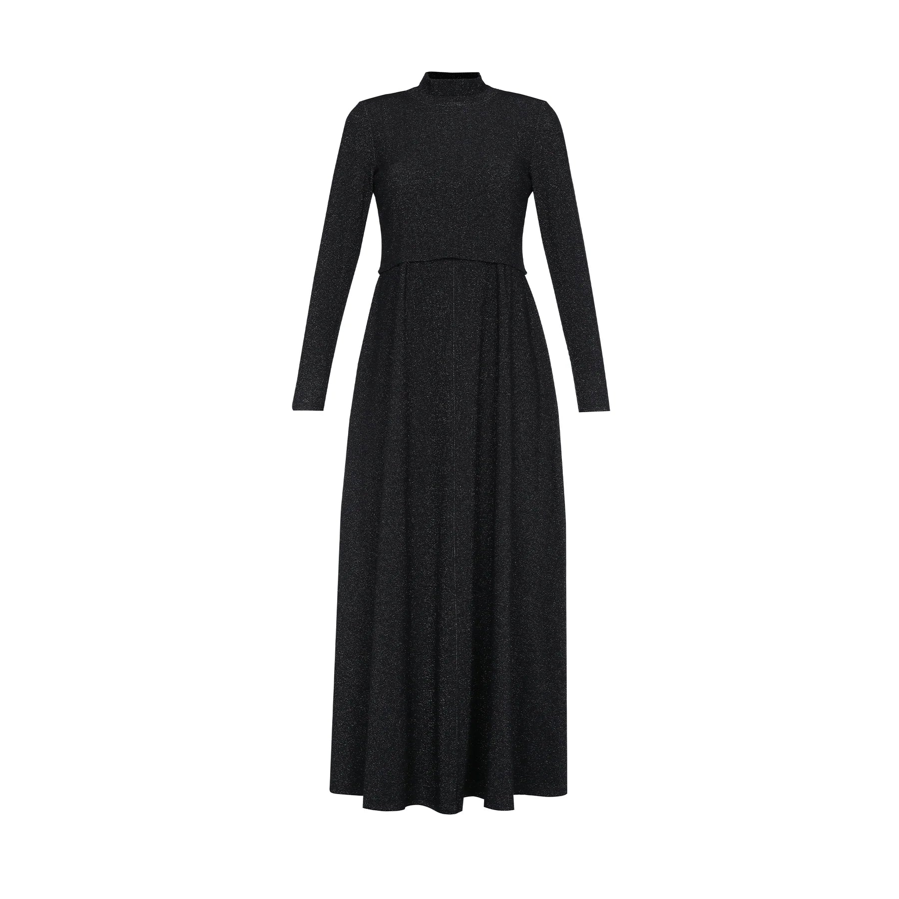 PAR-D461 BLACK LUREX CROP TOP DRESS