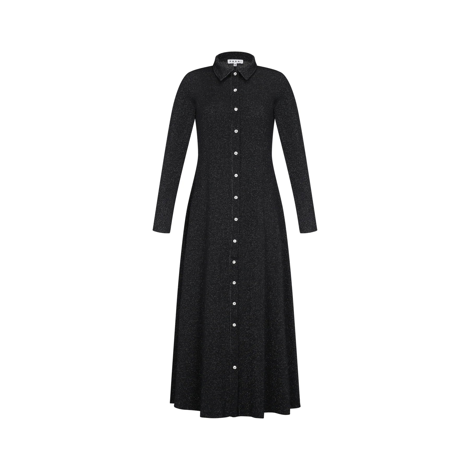 PAR-D463 BLACK LUREX RHINESTONE BUTTONS DRESS