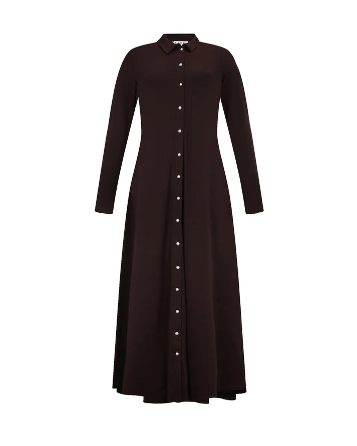 PAR-D553 BROWN PEARL BUTTON DOWN DRE