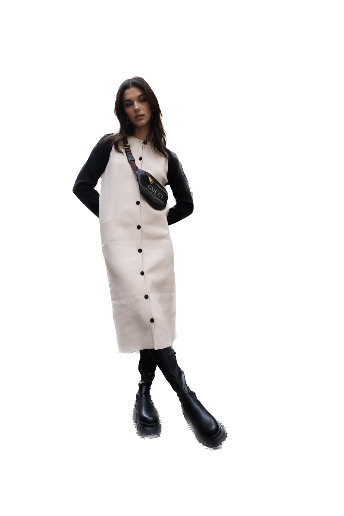 NOI-CH034 BLACK AR SHRUG DRESS