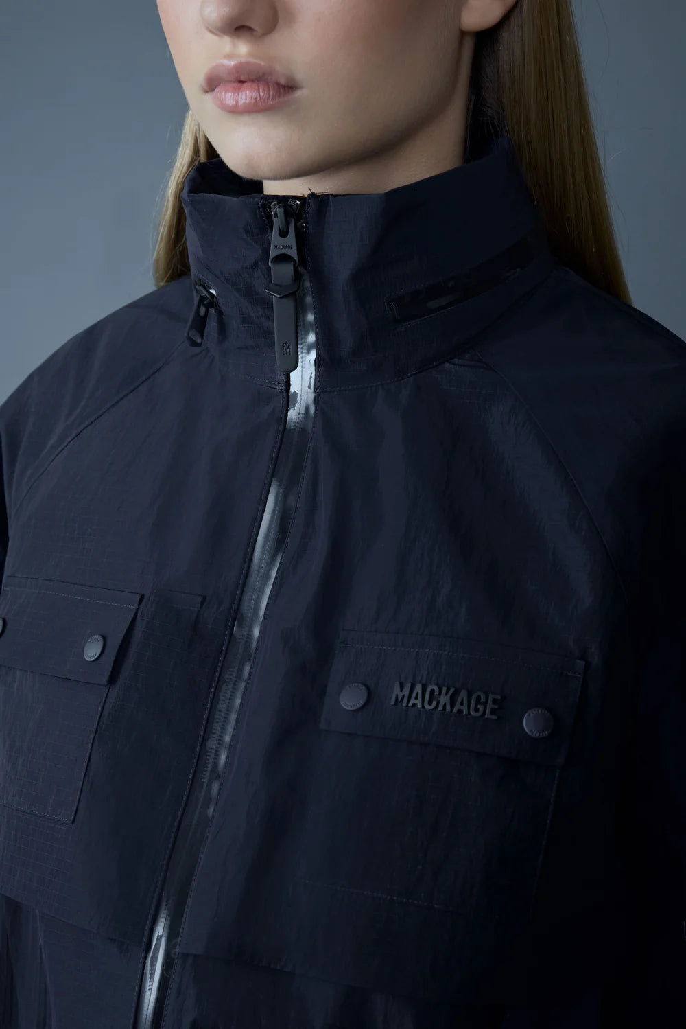 MKG-DEVORAH NAVY RAIN JACKET