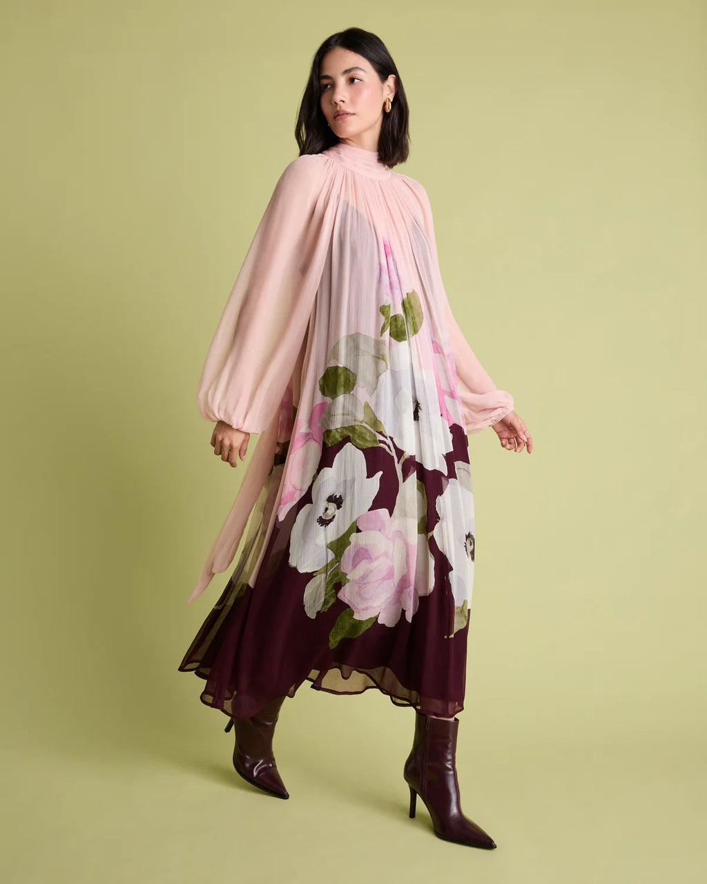 FLR-DR-207 FLORAL CHIFFON DRESS