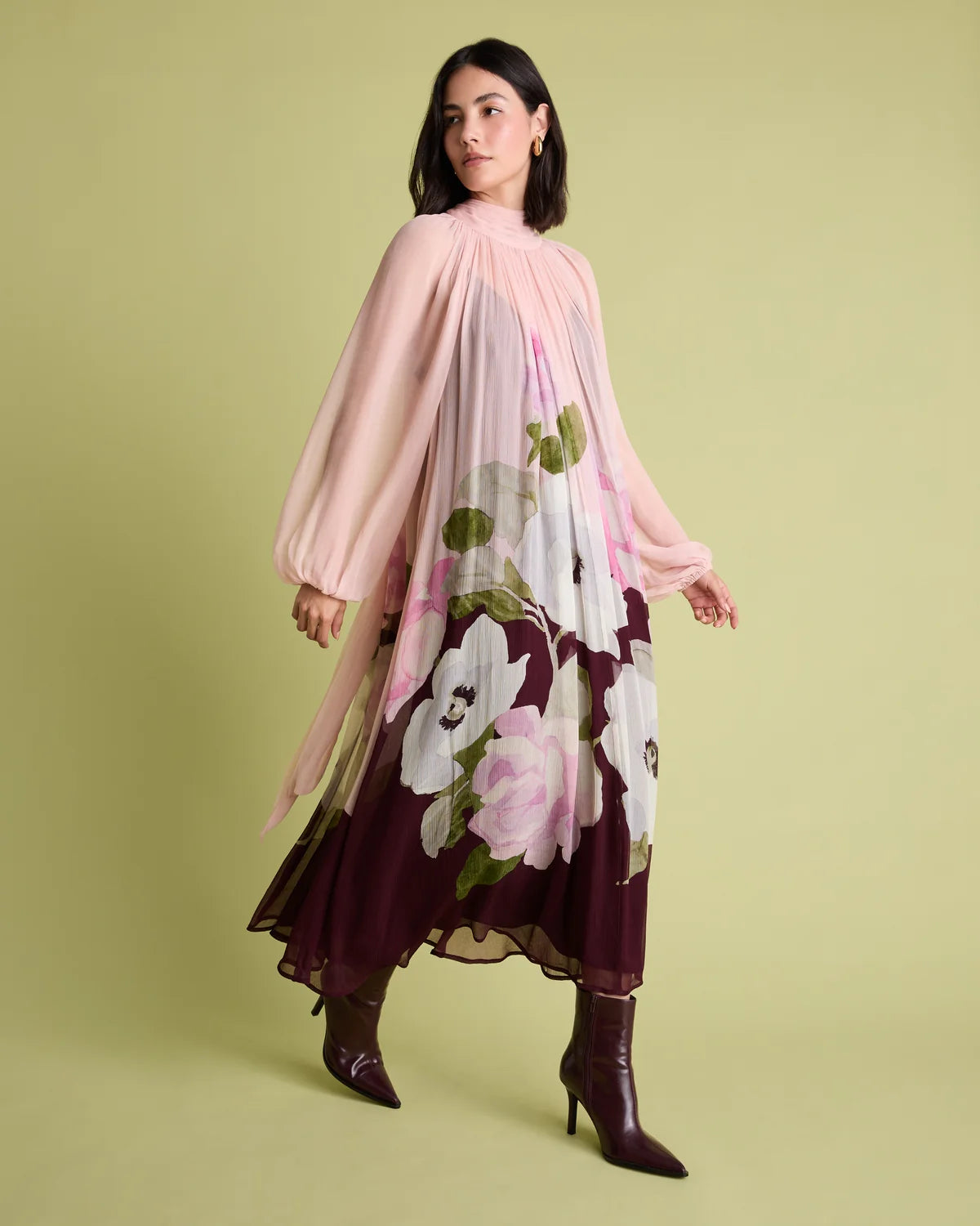 FLR-DR-207 FLORAL CHIFFON DRESS
