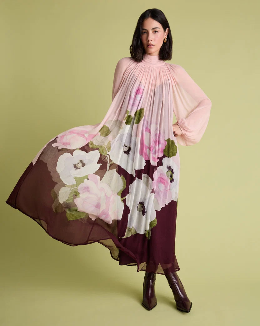 FLR-DR-207 FLORAL CHIFFON DRESS