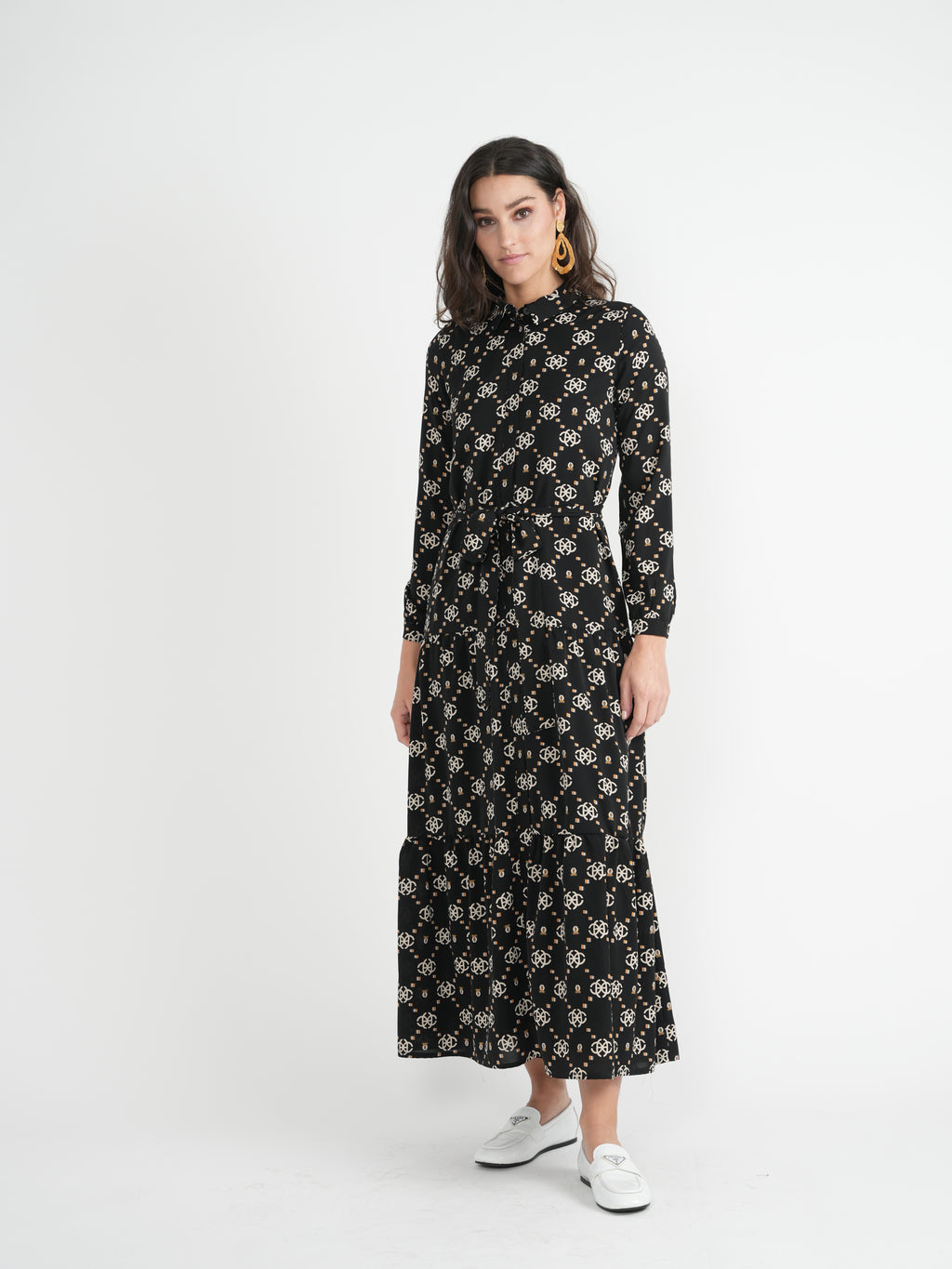 DEJ-DS4M8667C BLACK PRINT DRESS