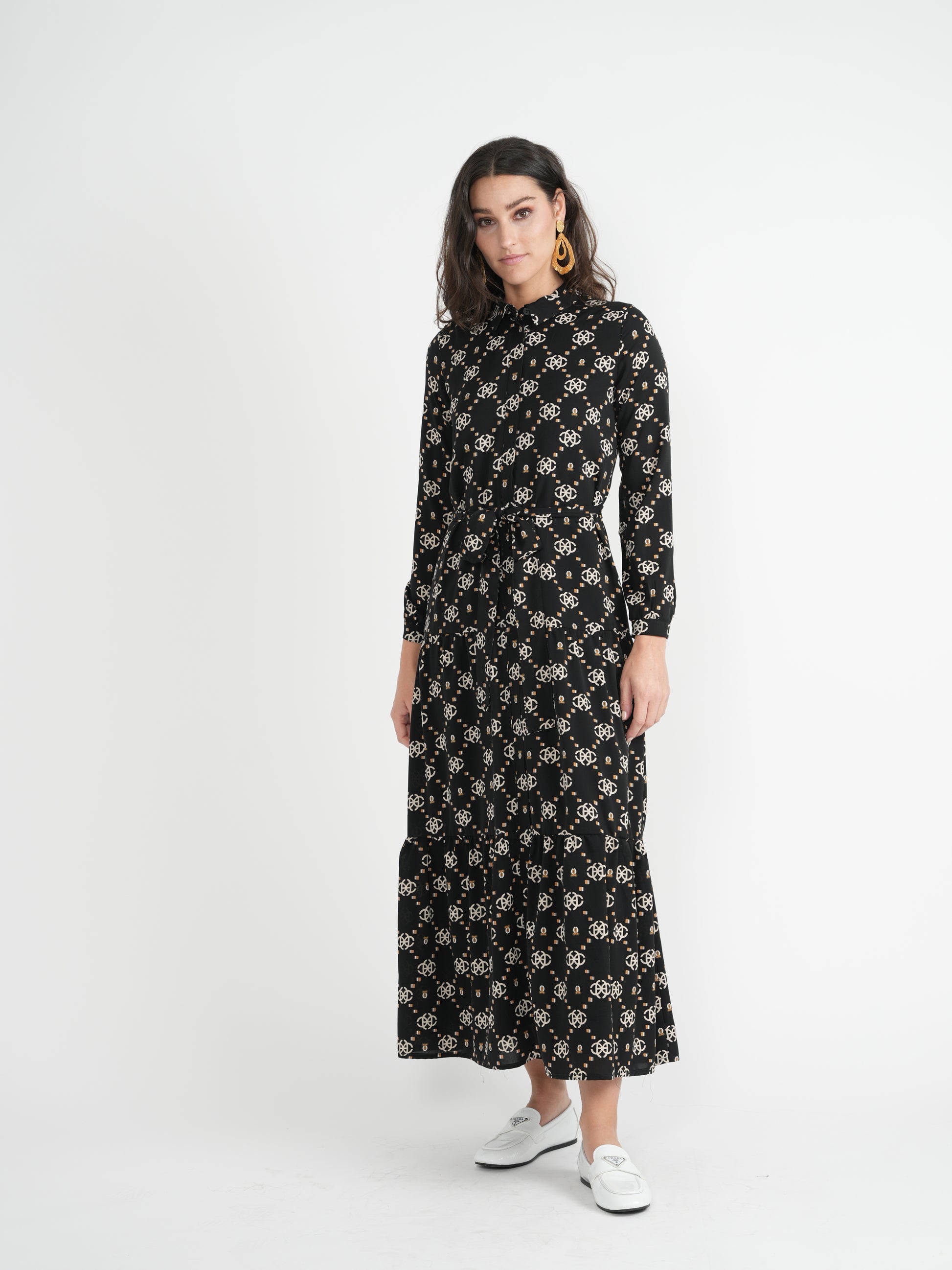 DEJ-DS4M8667C BLACK PRINT DRESS