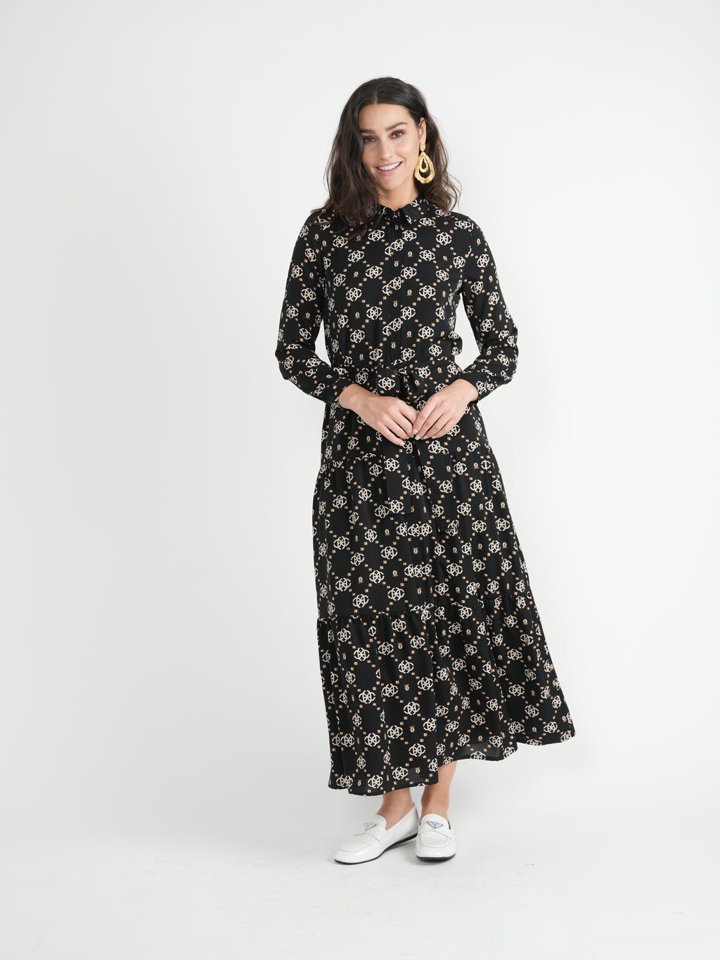 DEJ-DS4M8667C BLACK PRINT DRESS
