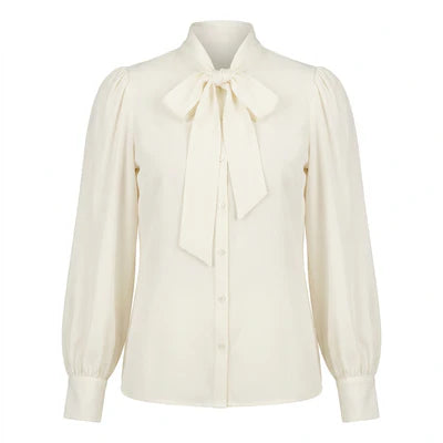 MUN-MNS6200 CREAM SILK TIE BLOUSE