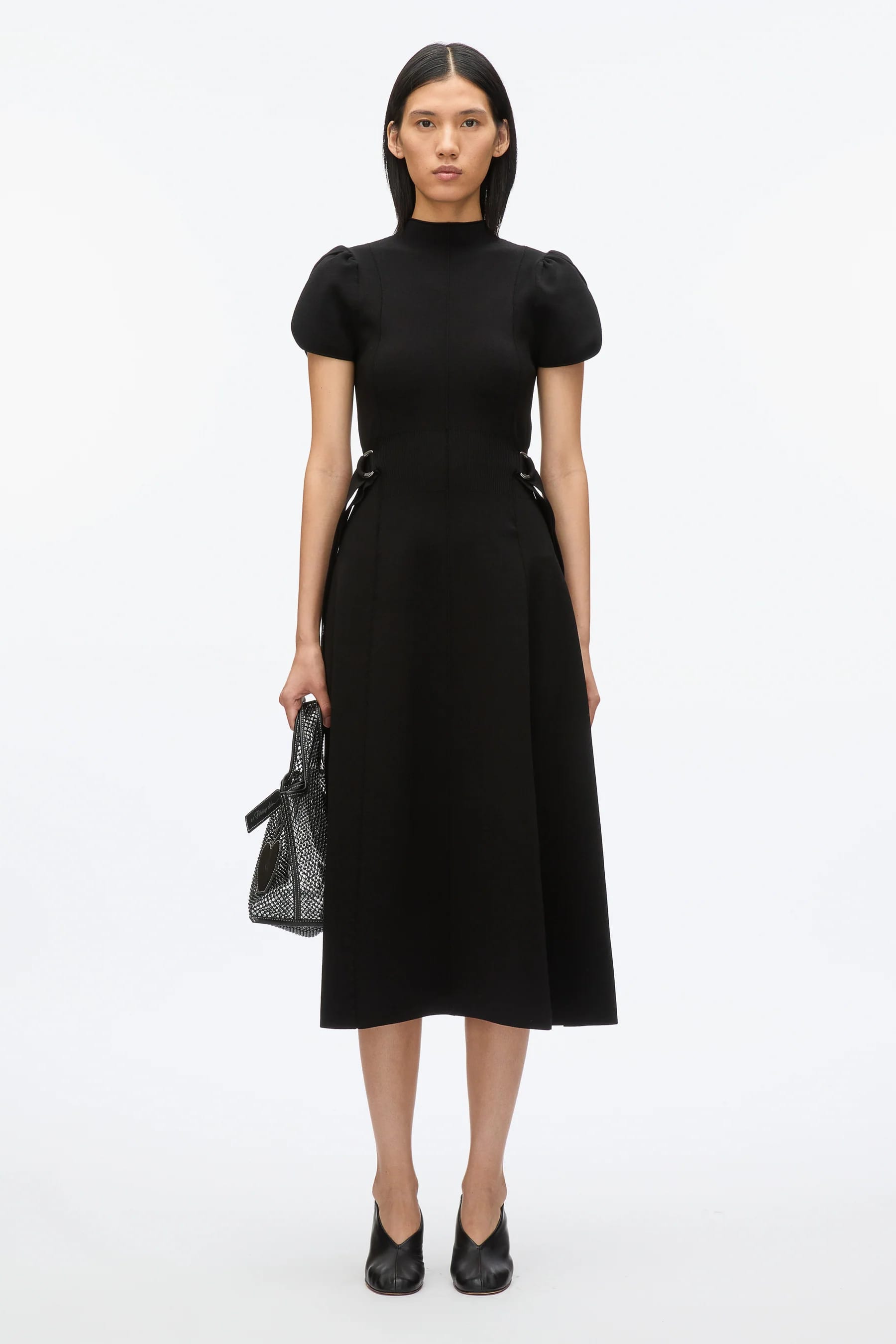 PLM-E251-70362VRW BLACK RIB TULIP DRESS