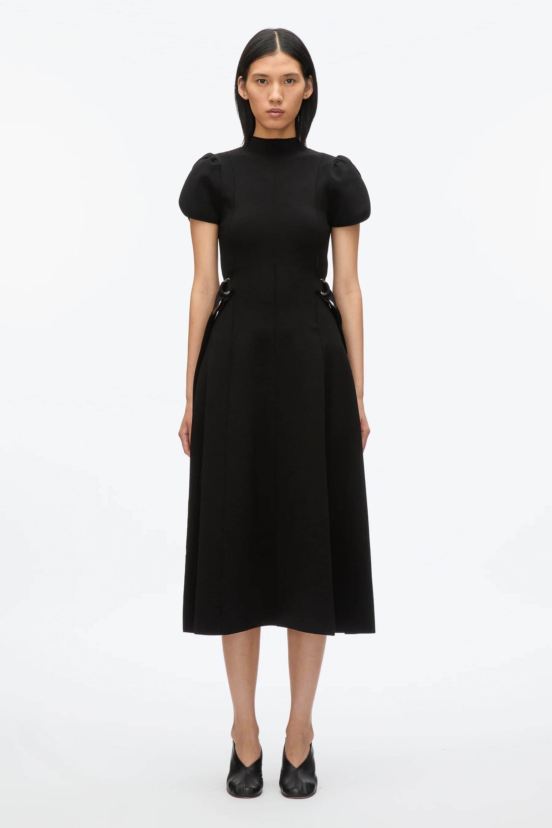 PLM-E251-70362VRW BLACK RIB TULIP DRESS