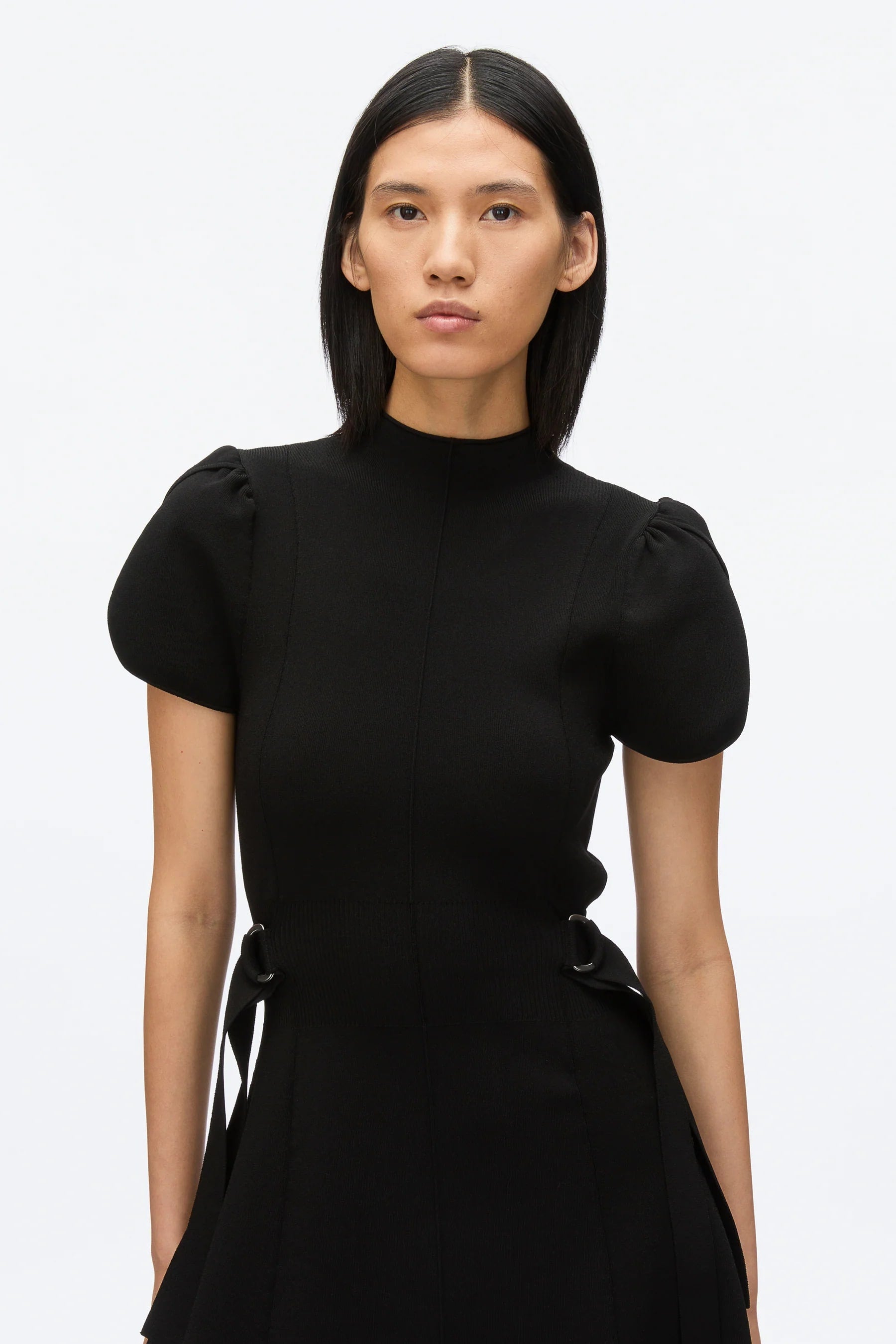 PLM-E251-70362VRW BLACK RIB TULIP DRESS