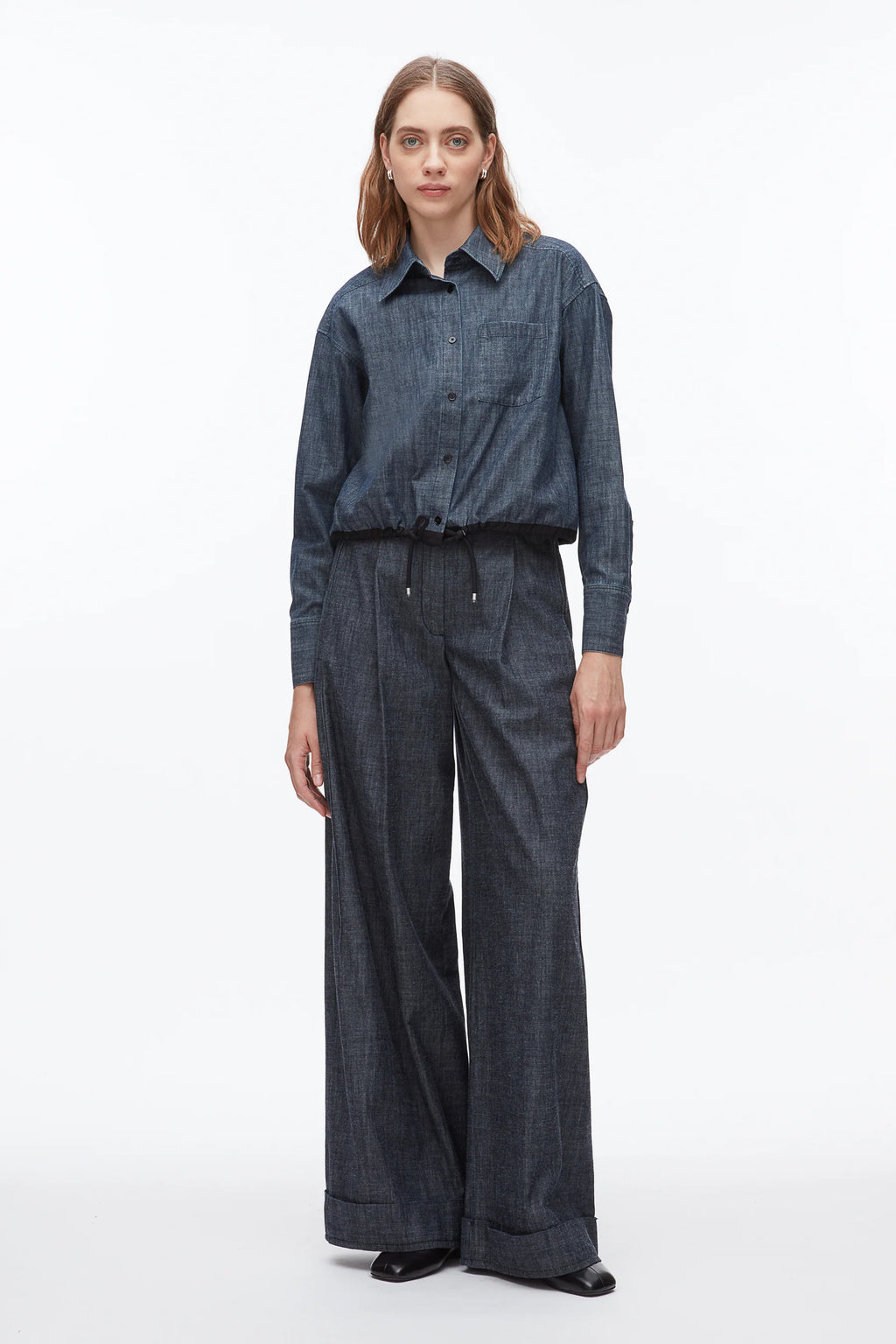 PLM-E6-1767 WASHED DENIM BLOUSE