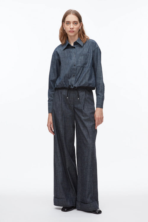 PLM-E6-1767 WASHED DENIM BLOUSE