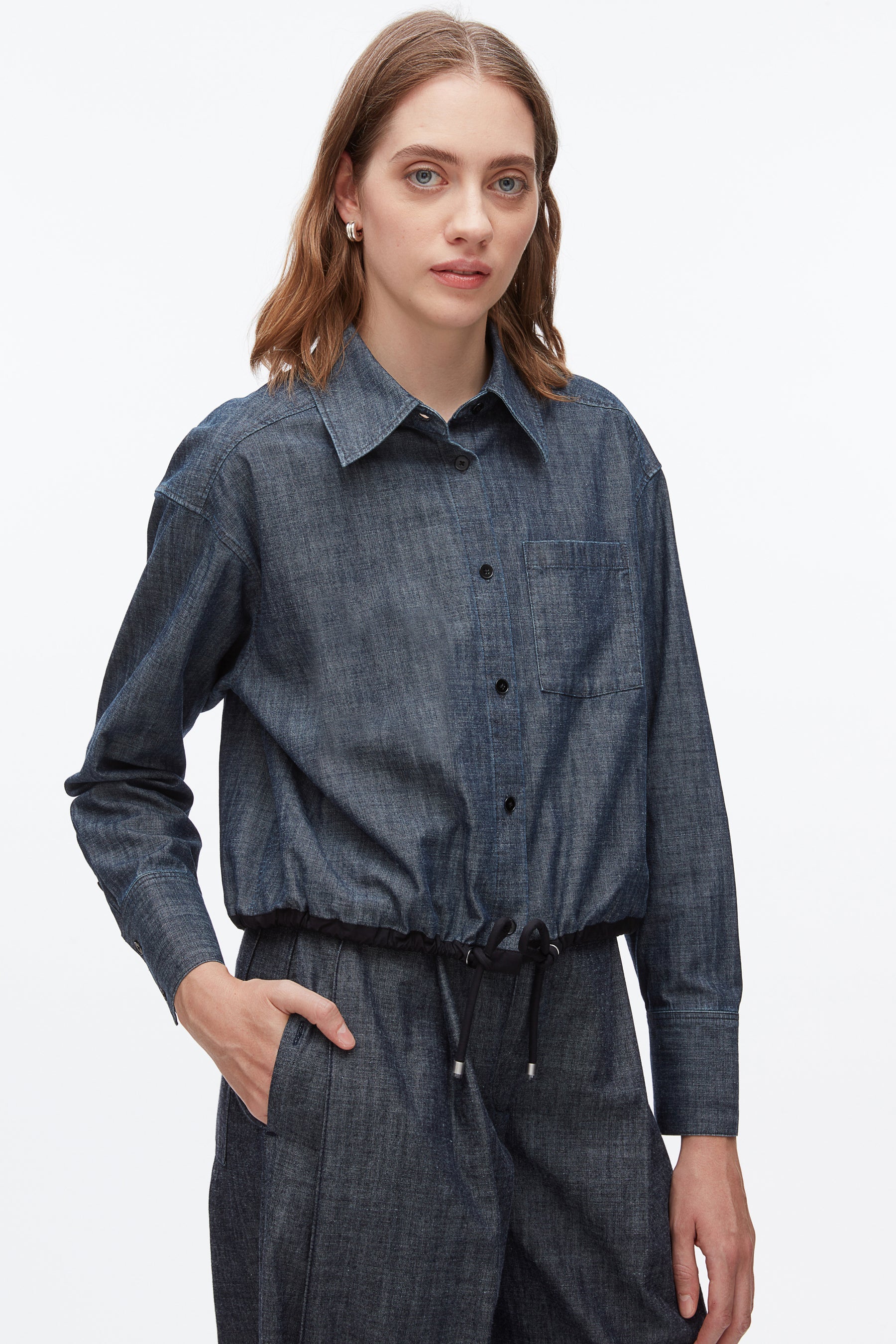 PLM-E6-1767 WASHED DENIM BLOUSE