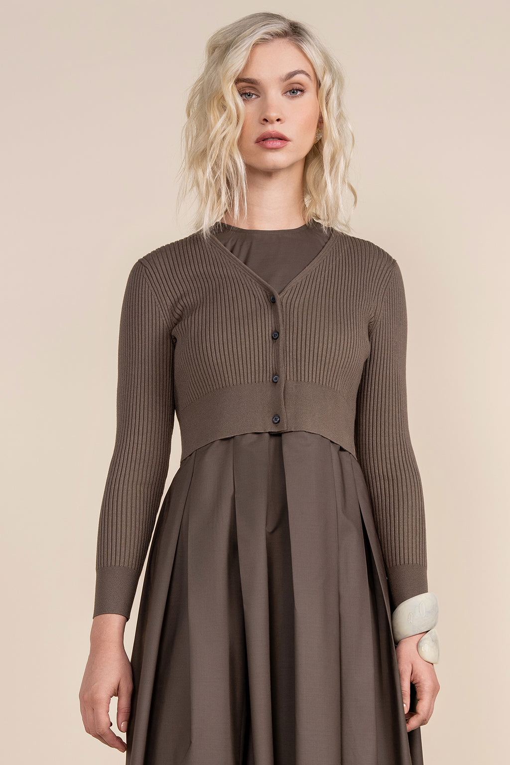 APP-F24-712&F24-705 OLIVE CARDI DRESS SET