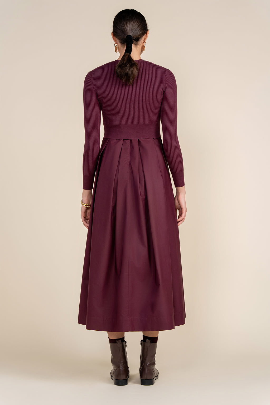 APP-F24-712&F24-705 BURGUNDY CARDI DRESS