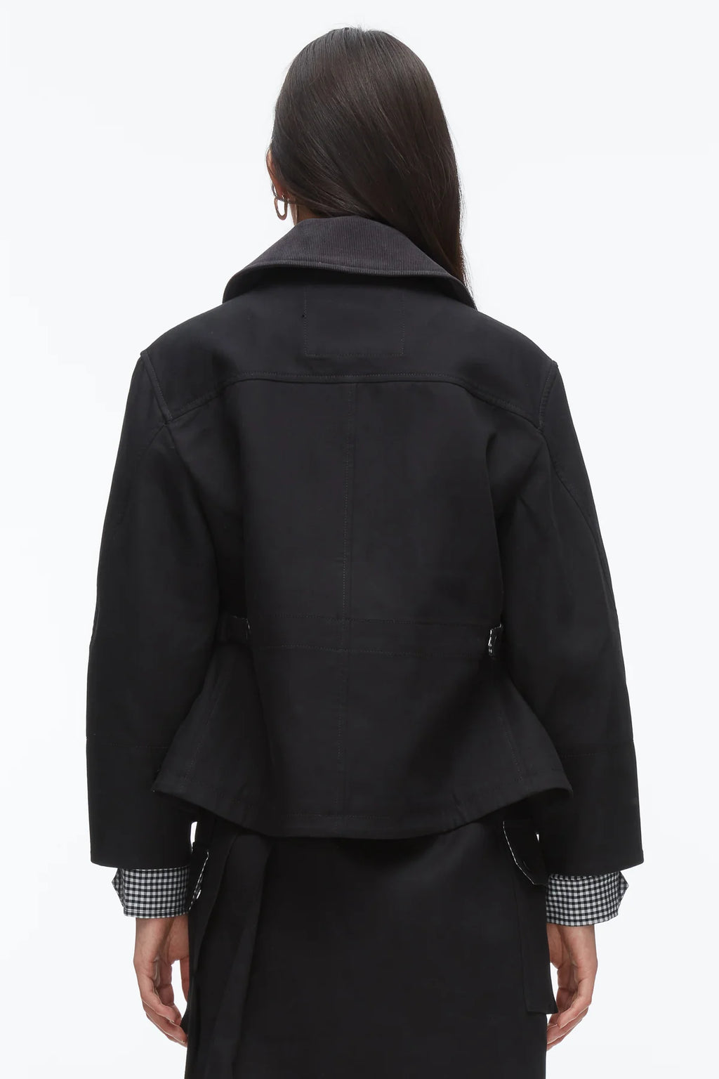 PLM-F251-60890CPD BLACK FLOUNCE COMBO JACKET