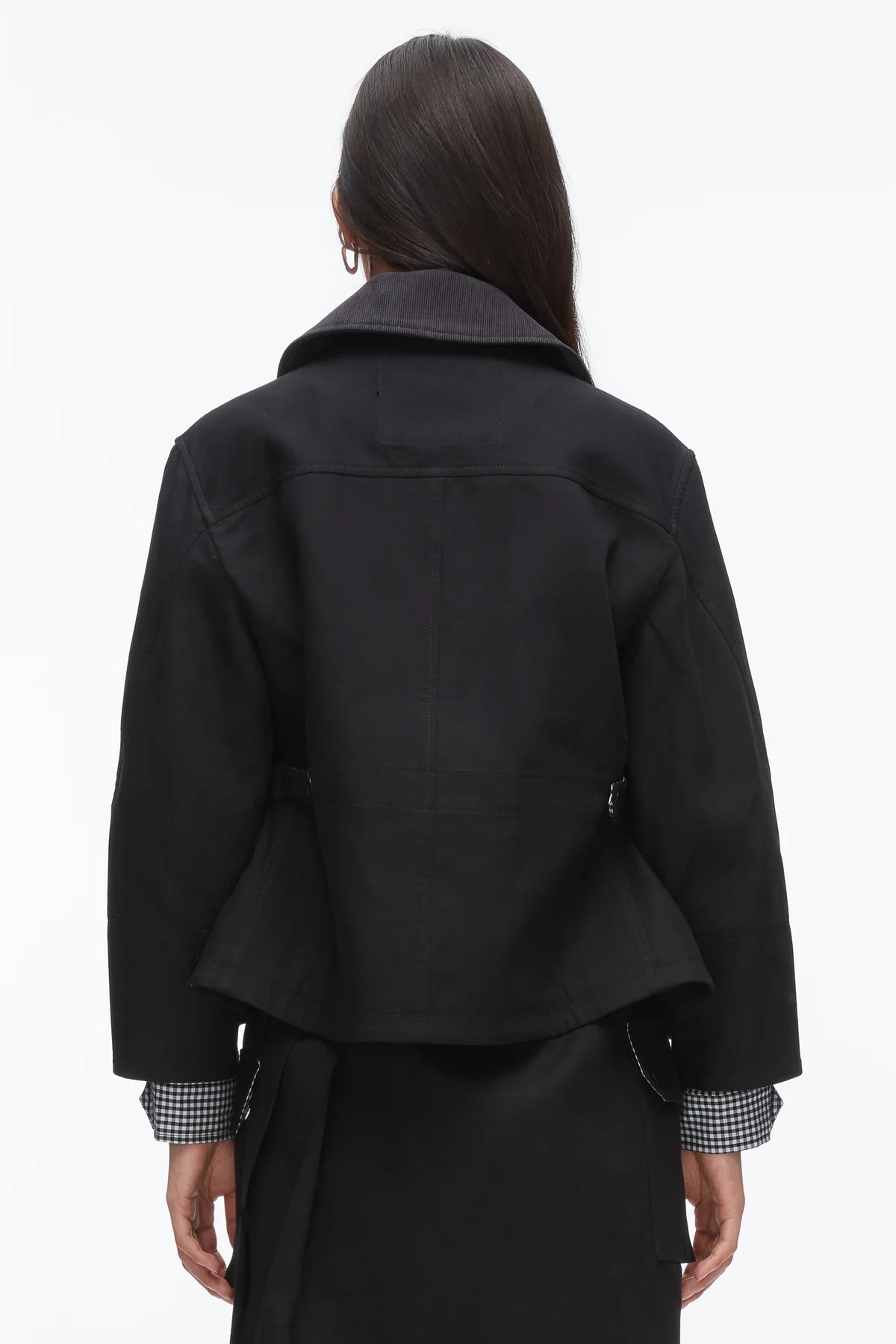 PLM-F251-60890CPD BLACK FLOUNCE COMBO JACKET