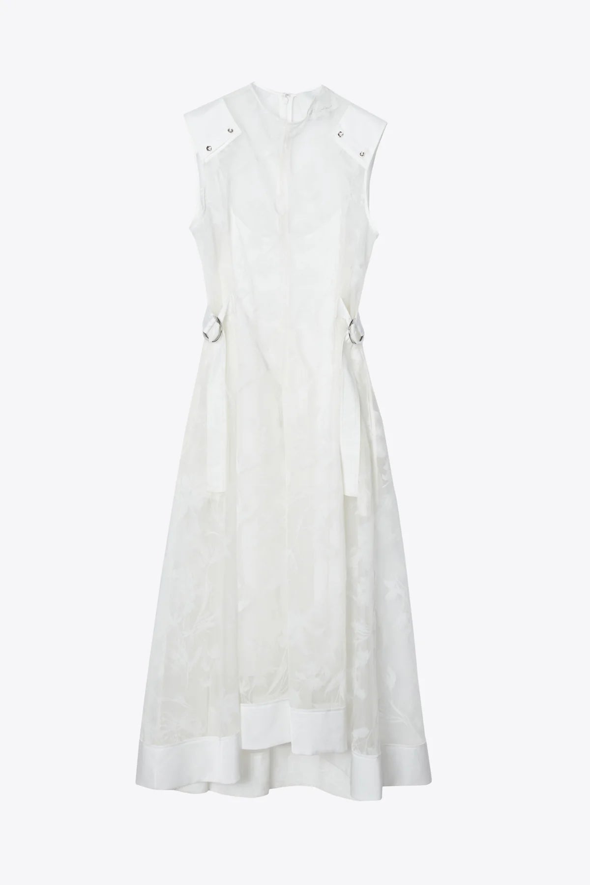 PLM-F251-90144FTF WHITE ORGANZA SLVLS MIDI DRESS