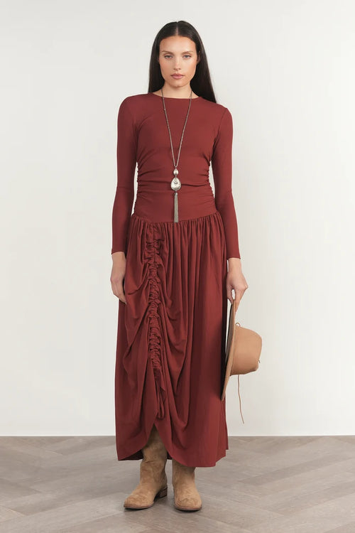 APP-F26-1034 EGGPLANT SAVOY DRESS