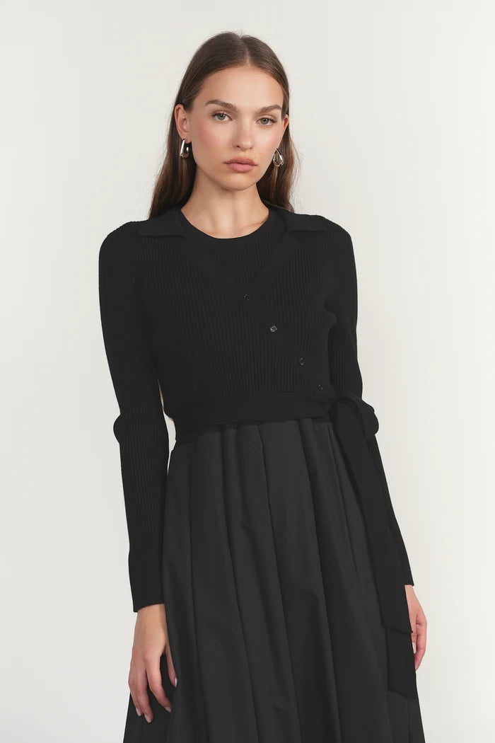 APP-F26-1185 BLACK MACKENZIE WRAP DRESS