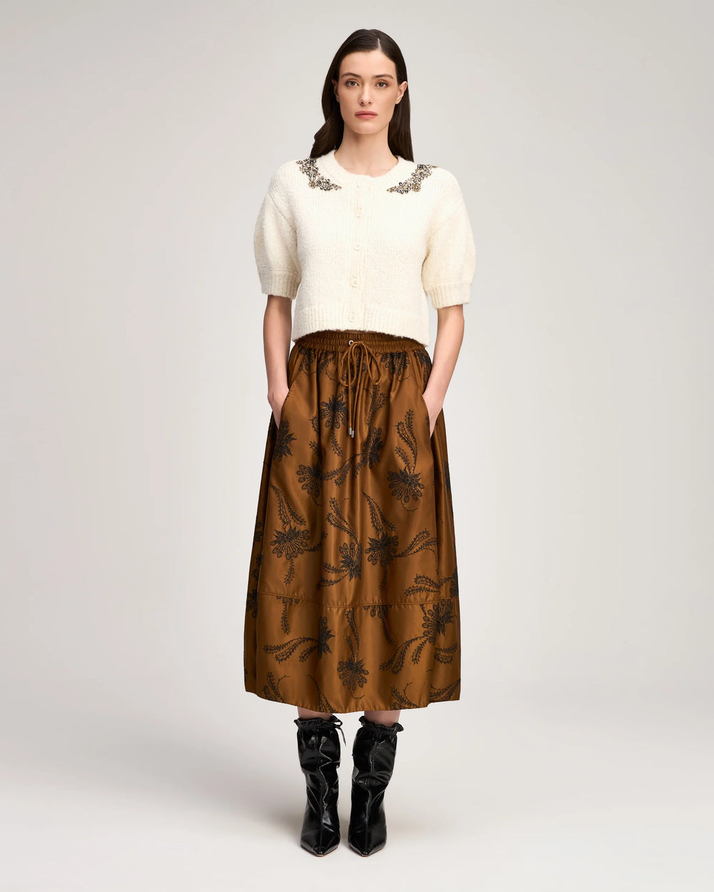 CQS-ZK1162C10866 IVORY MILLICENT SHORT SLEEVE TOP