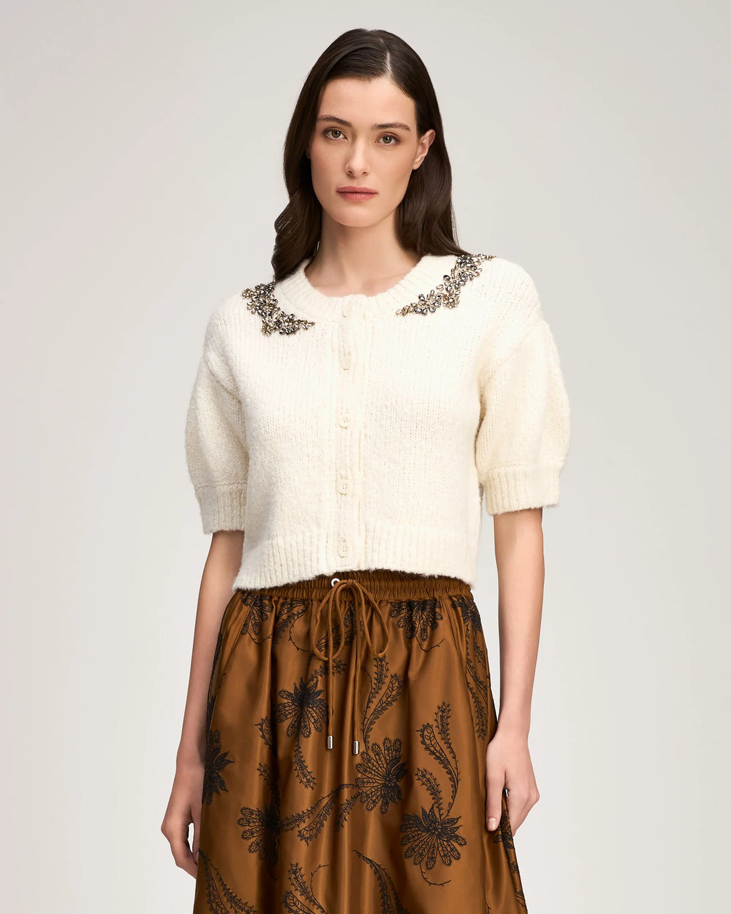 CQS-ZK1162C10866 IVORY MILLICENT SHORT SLEEVE TOP