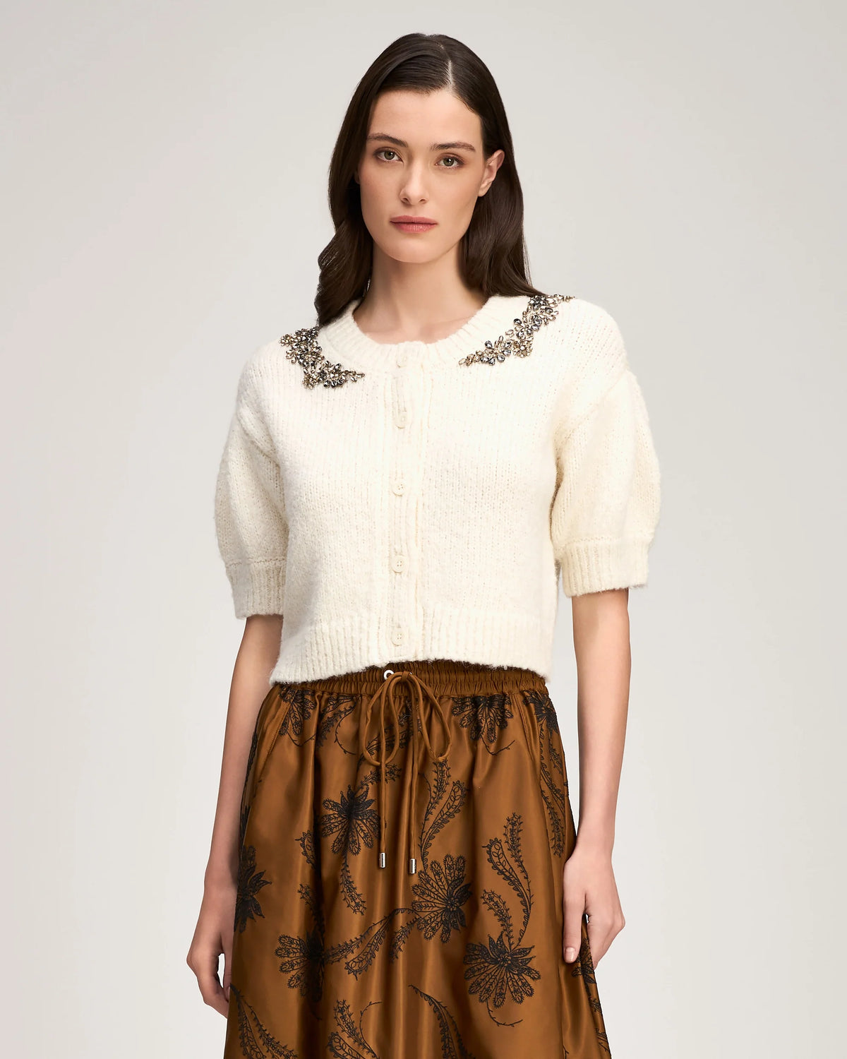 CQS-ZK1162C10866 IVORY MILLICENT SHORT SLEEVE TOP