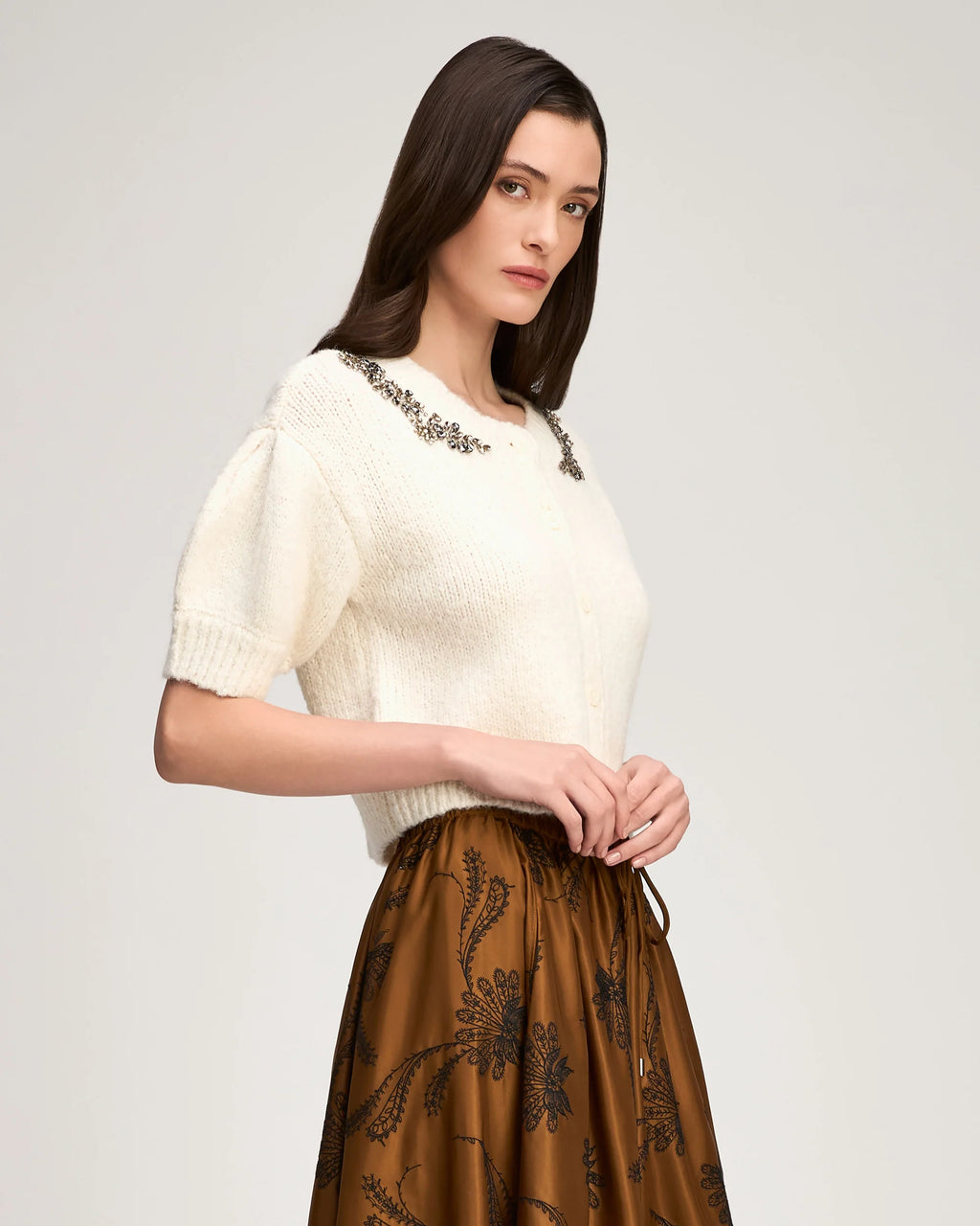 CQS-ZK1162C10866 IVORY MILLICENT SHORT SLEEVE TOP