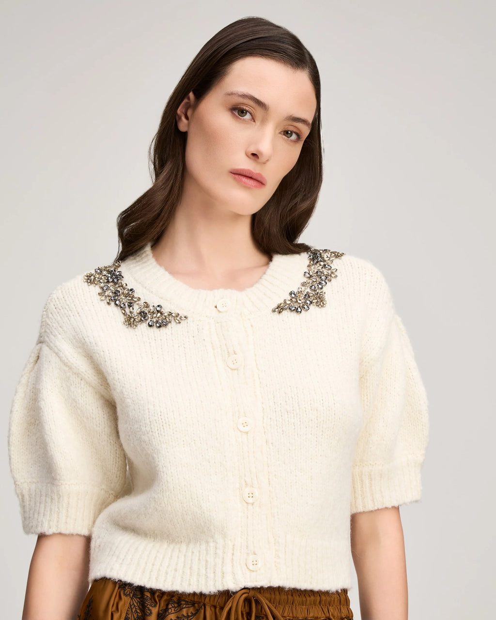 CQS-ZK1162C10866 IVORY MILLICENT SHORT SLEEVE TOP