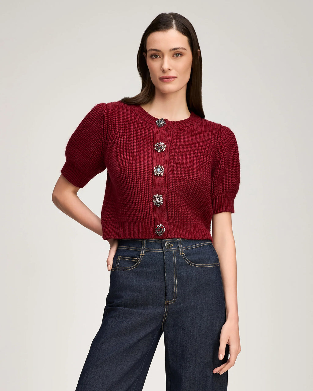 CQS-ZK12914133Z BERRY RITA EMBELLISHED BUTTON TOP