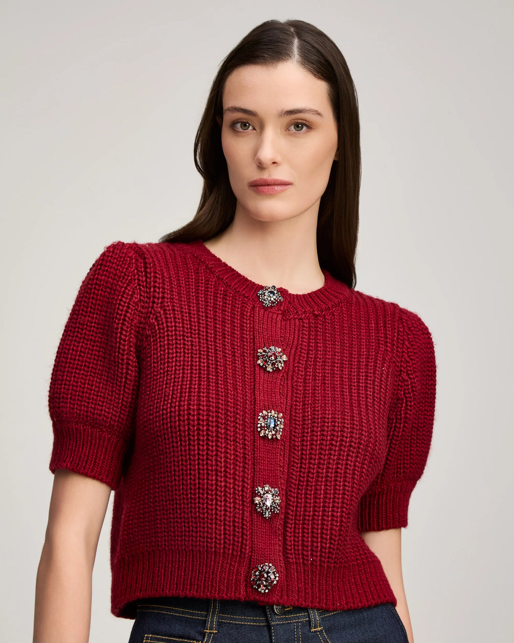 CQS-ZK12914133Z BERRY RITA EMBELLISHED BUTTON TOP