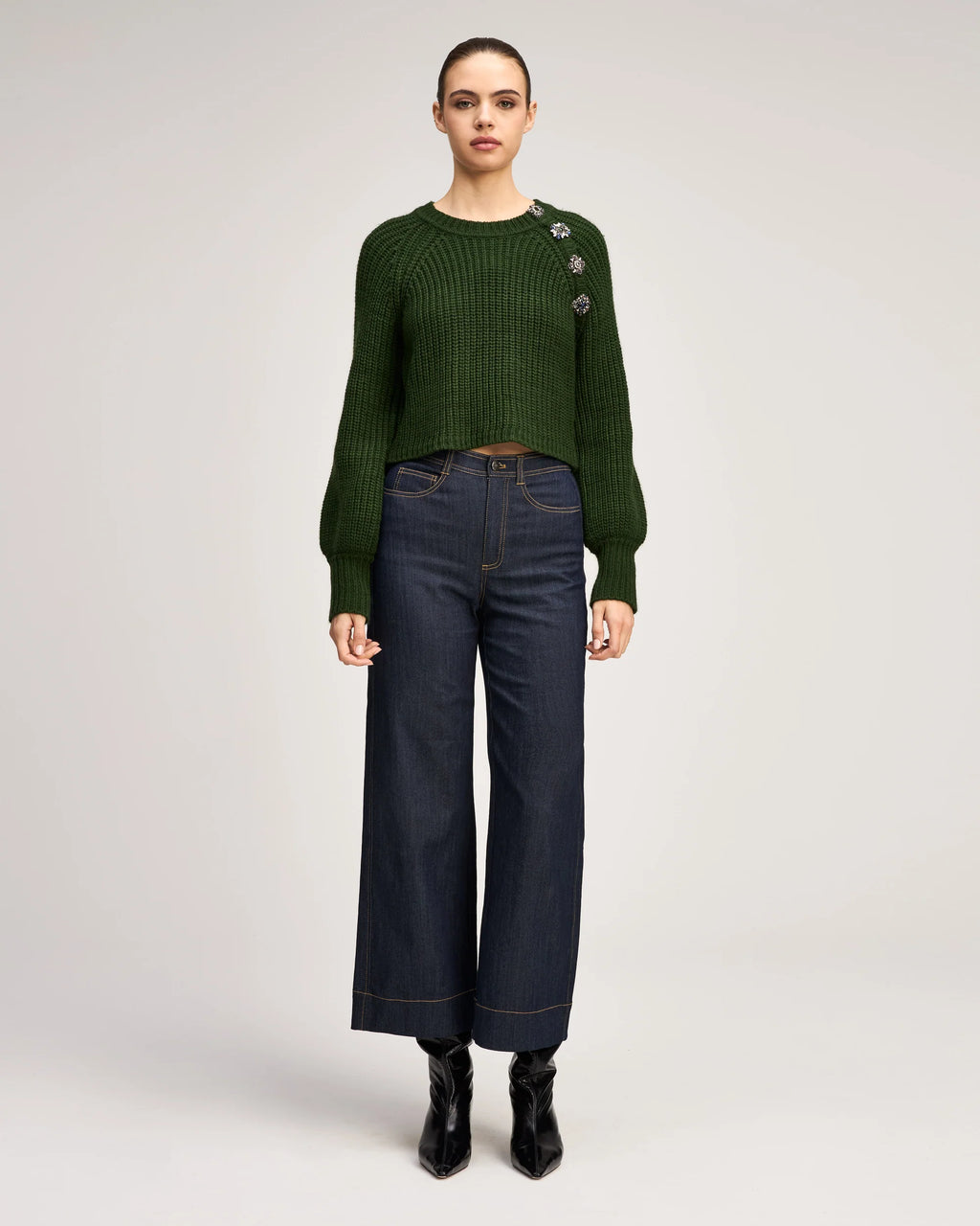 CQS-ZK8177H4133Z GREEN KEREN EMBELISHED TOP