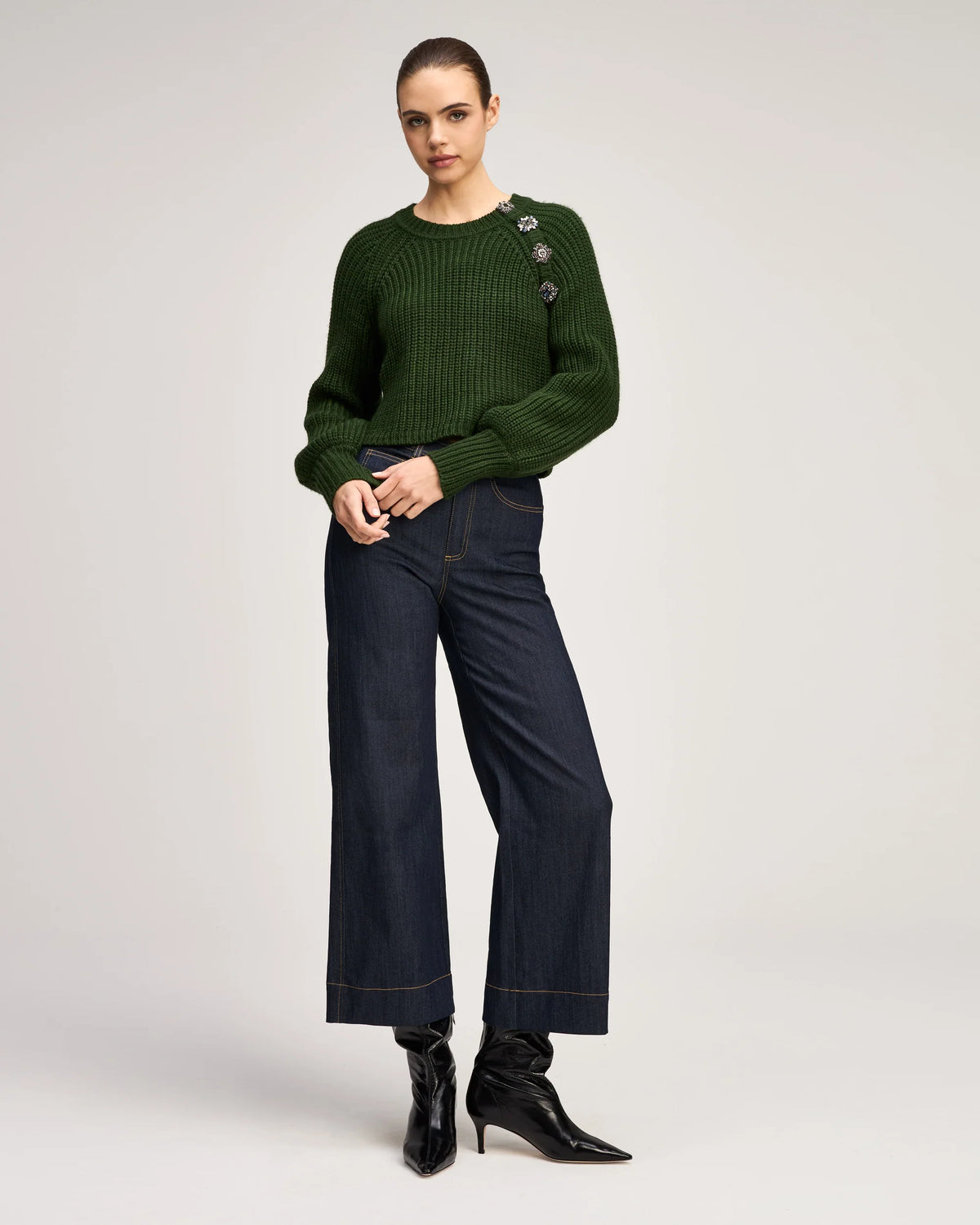 CQS-ZK8177H4133Z GREEN KEREN EMBELISHED TOP