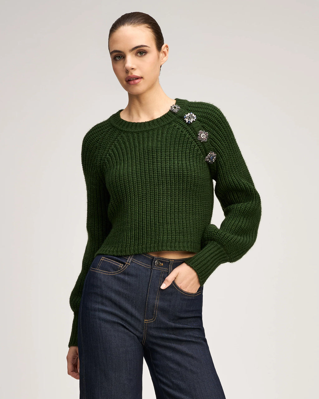 CQS-ZK8177H4133Z GREEN KEREN EMBELISHED TOP