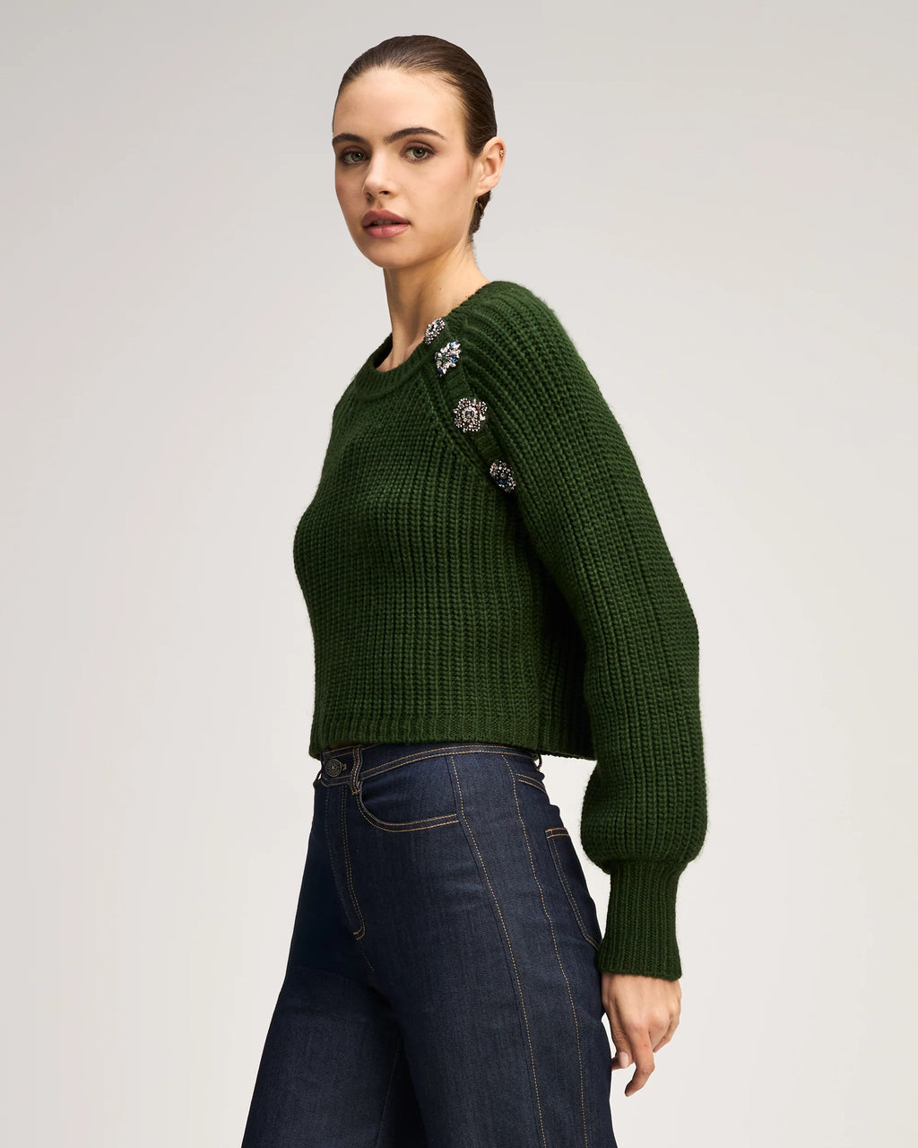 CQS-ZK8177H4133Z GREEN KEREN EMBELISHED TOP